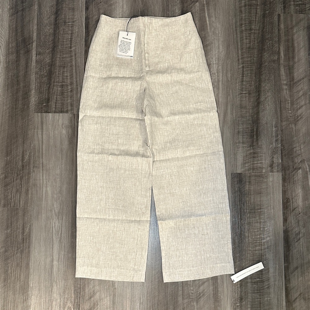 Reformation Cream Ankle Crop Linen Pants